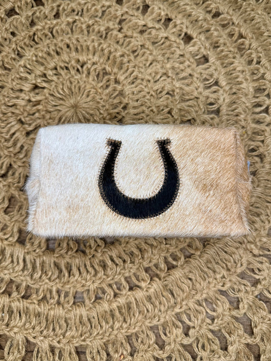 Horseshoe Cowhide Makeup Bag