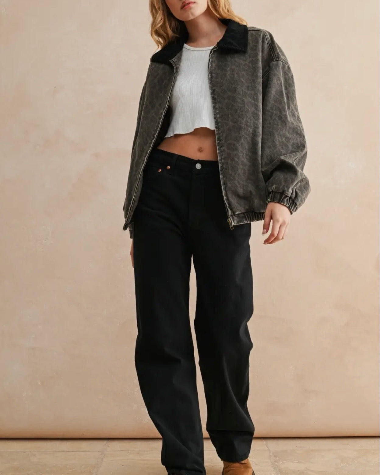 Ella Leopard Print Bomber Jacket