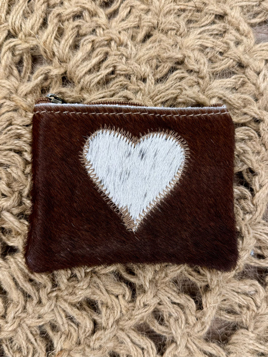 Heart Cowhide Coin Purse