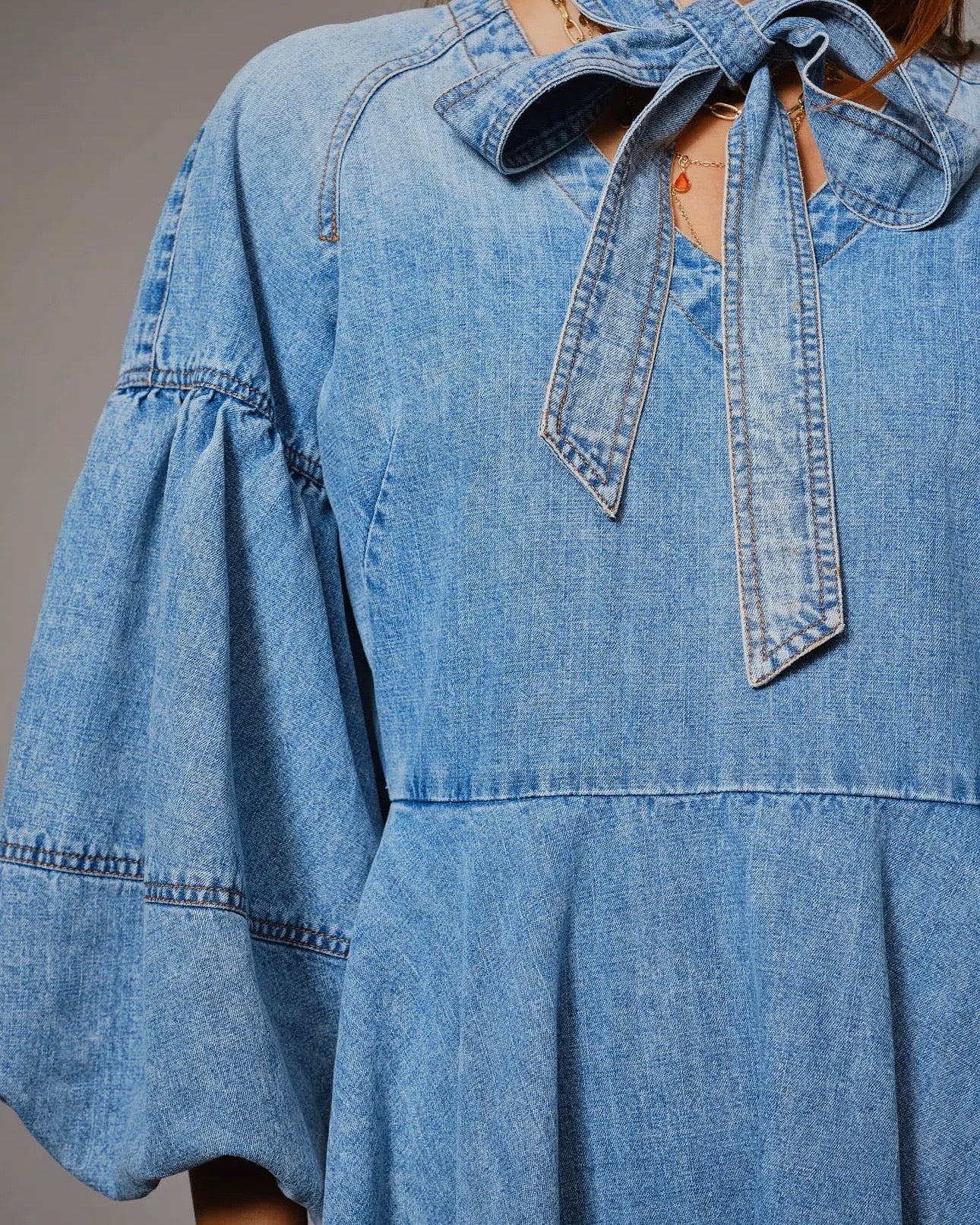 Cara Puff Sleeve Denim Dress