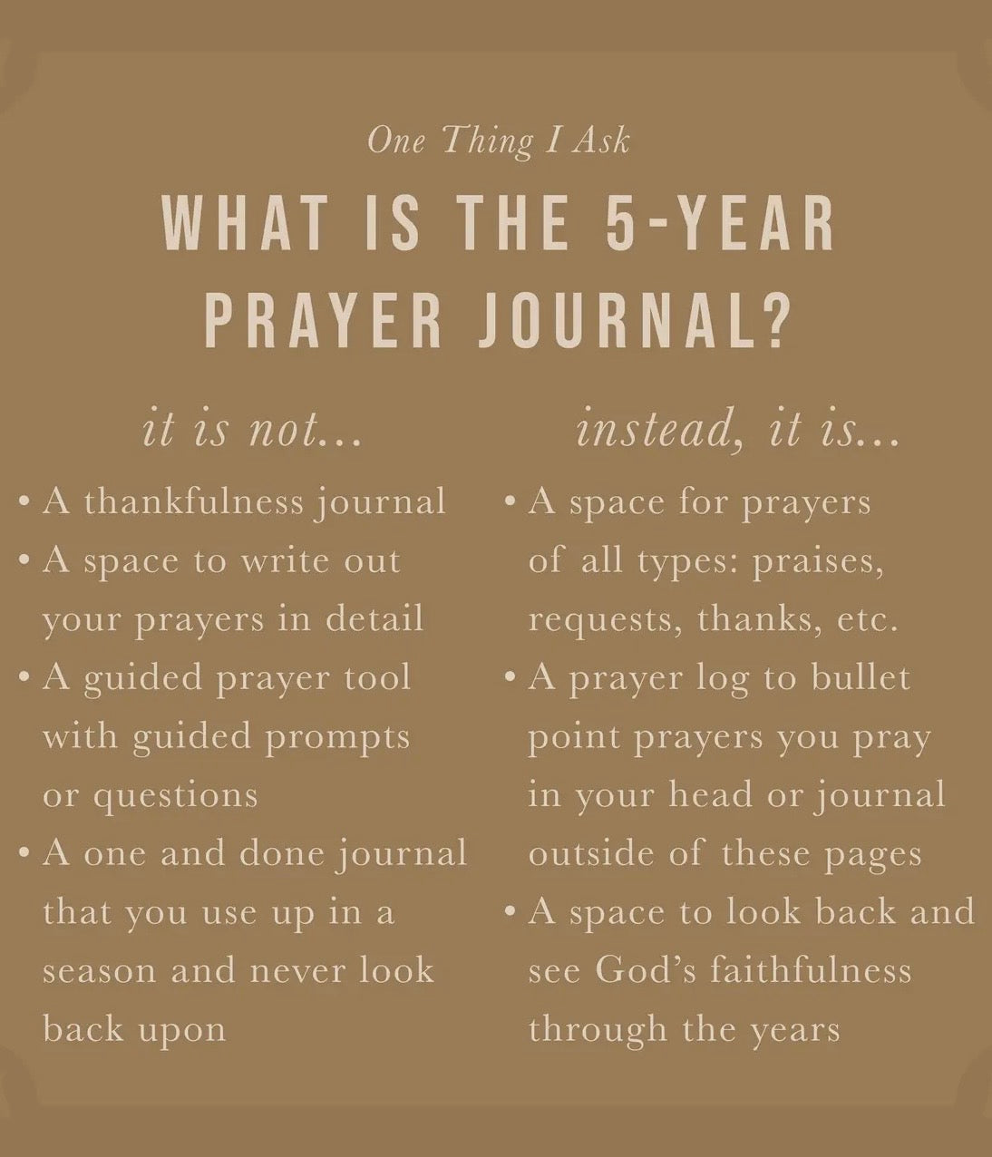 One Thing I Ask 5-Year Prayer Journal: Cordova Theme
