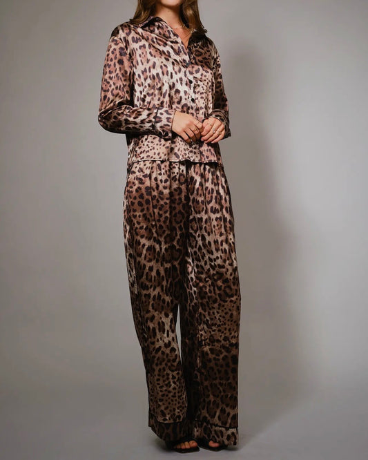Leopard Satin Lounge Set
