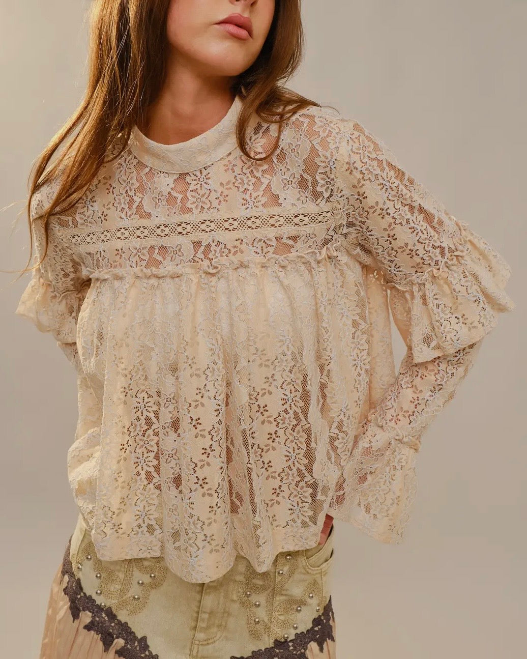 Ophelia High Neck Lace Top