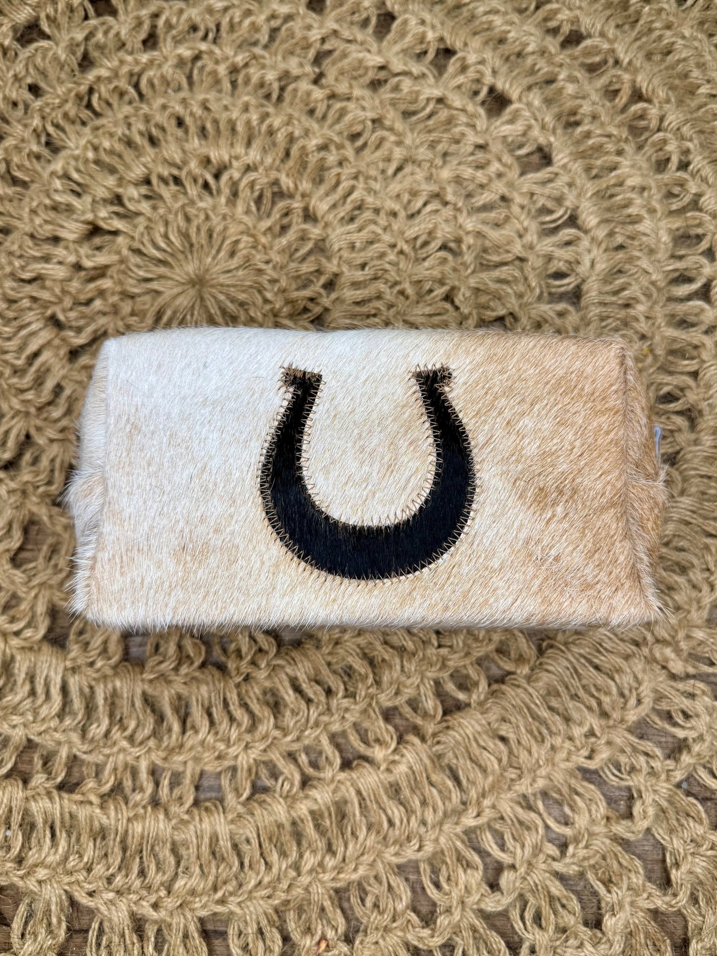 Horseshoe Cowhide Makeup Bag