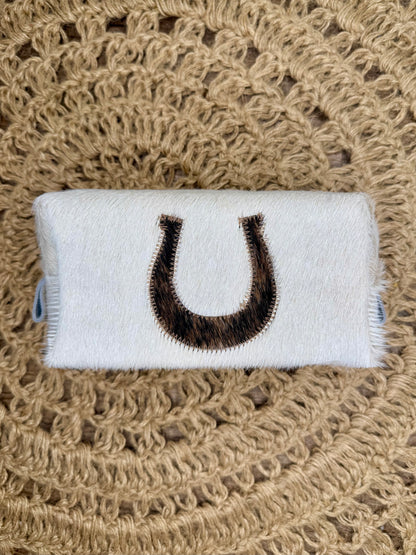 Horseshoe Cowhide Makeup Bag