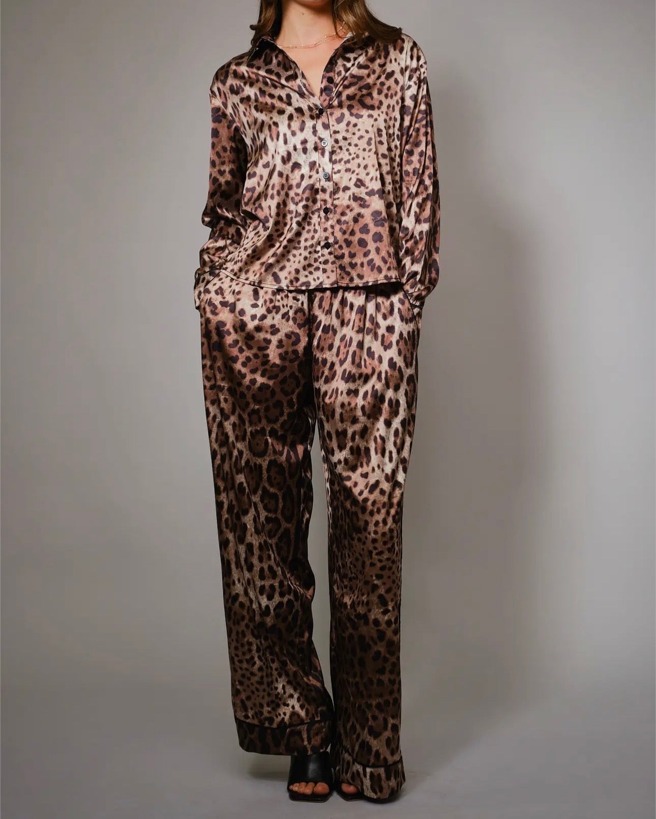 Leopard Satin Lounge Set