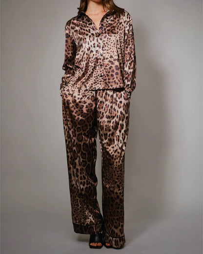 Leopard Satin Lounge Set