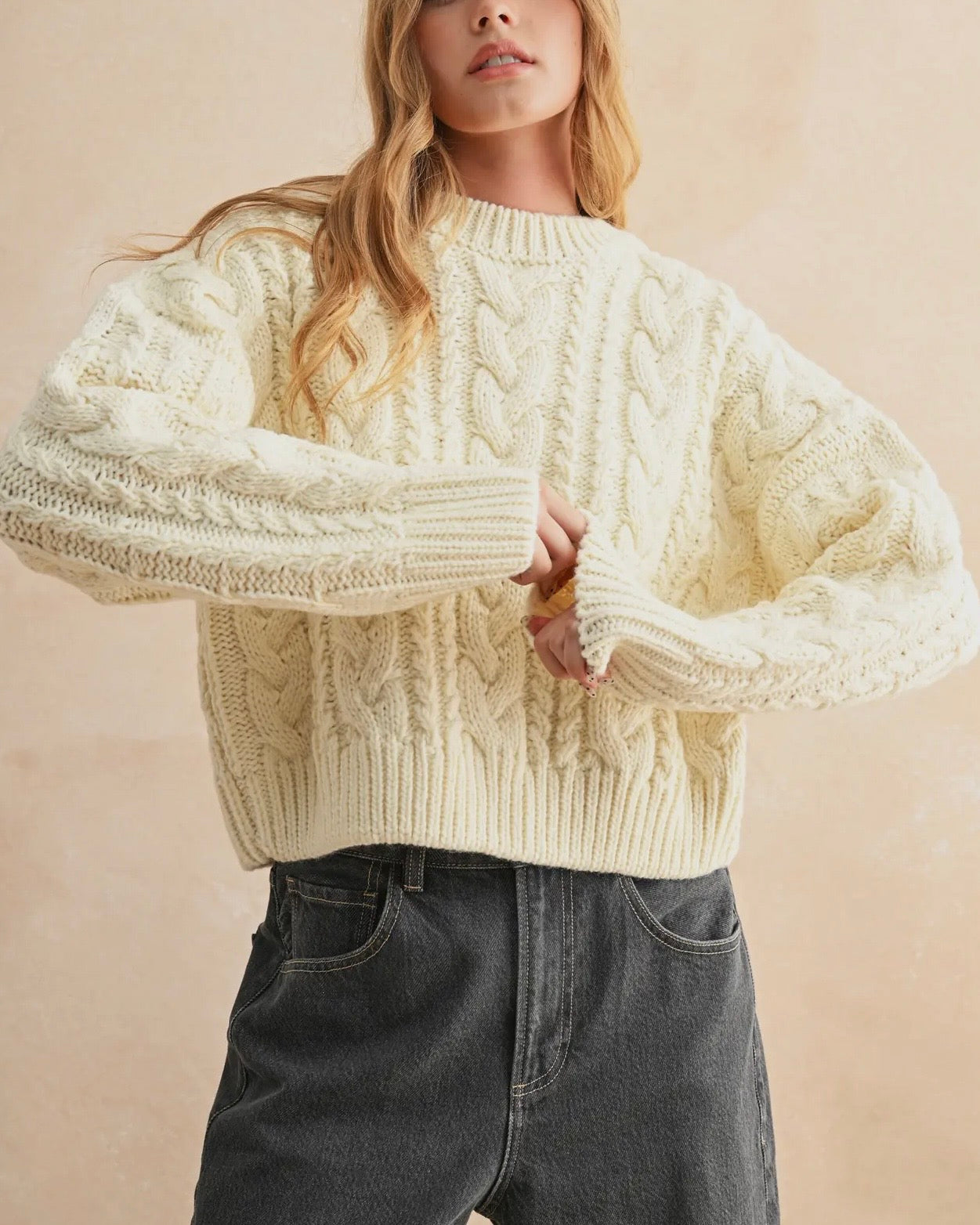 Braided Back Cable Sweater