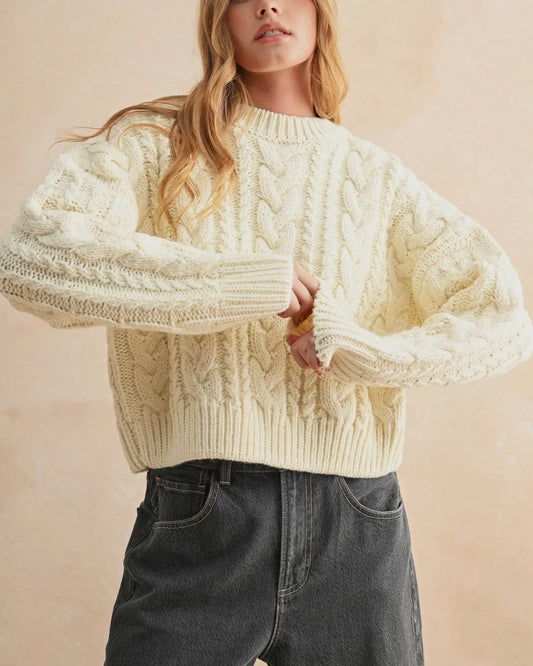 Braided Back Cable Sweater