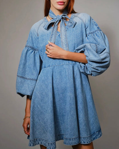 Cara Puff Sleeve Denim Dress