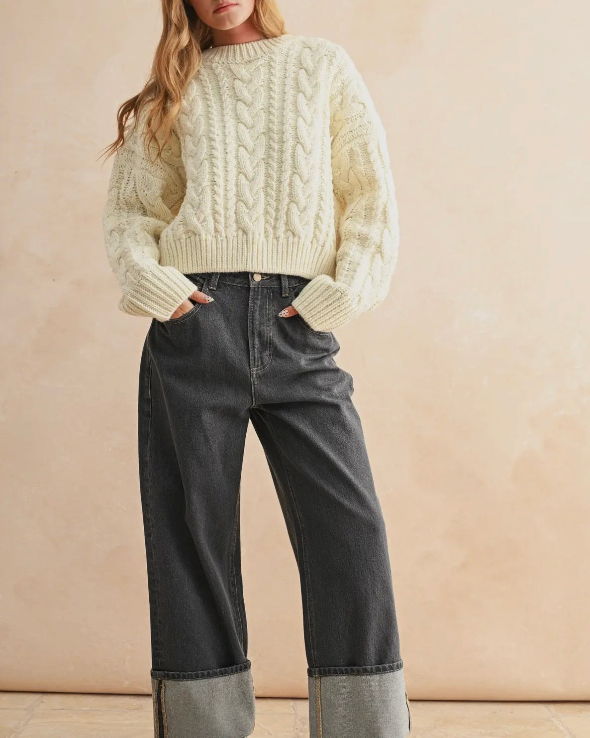 Braided Back Cable Sweater