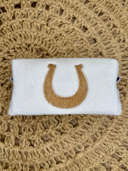 Horseshoe Cowhide Makeup Bag