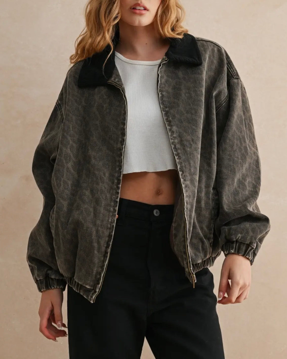 Ella Leopard Print Bomber Jacket