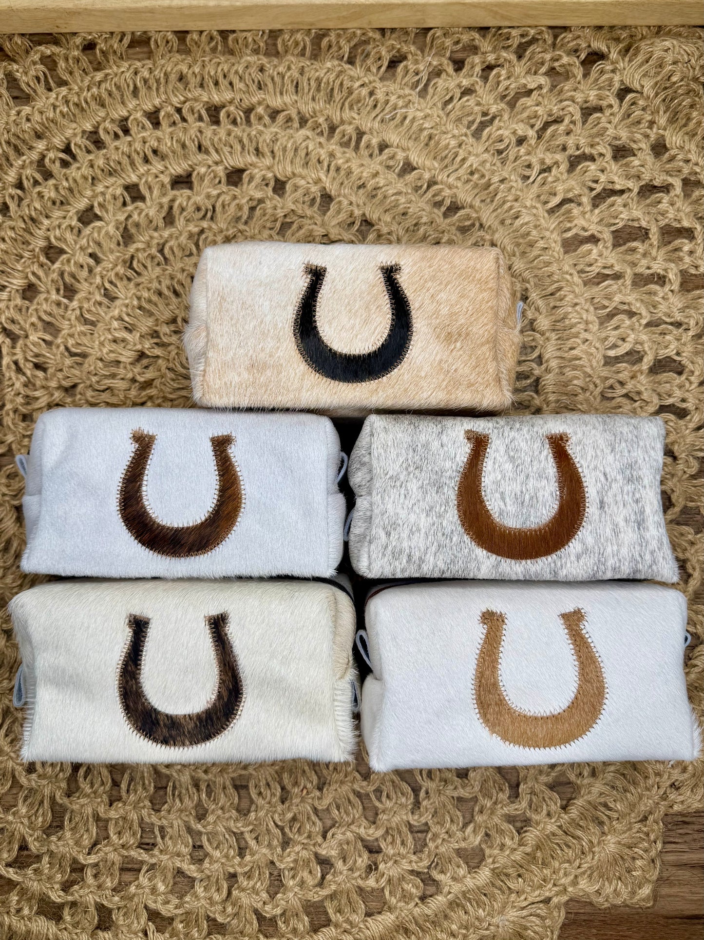 Horseshoe Cowhide Makeup Bag