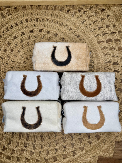 Horseshoe Cowhide Makeup Bag