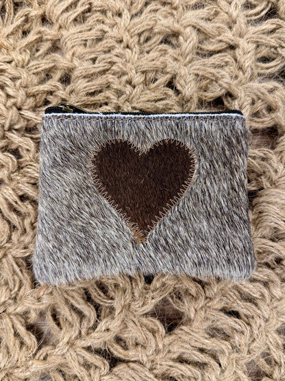 Heart Cowhide Coin Purse