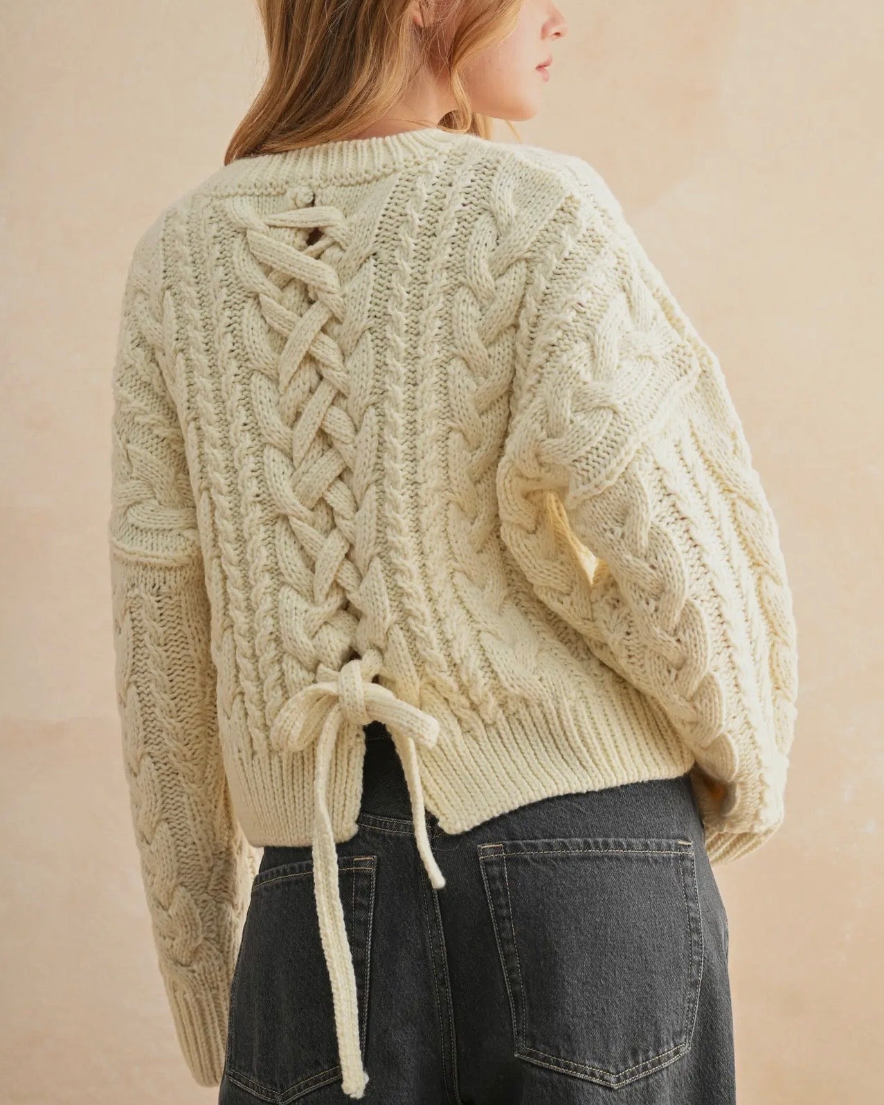Braided Back Cable Sweater