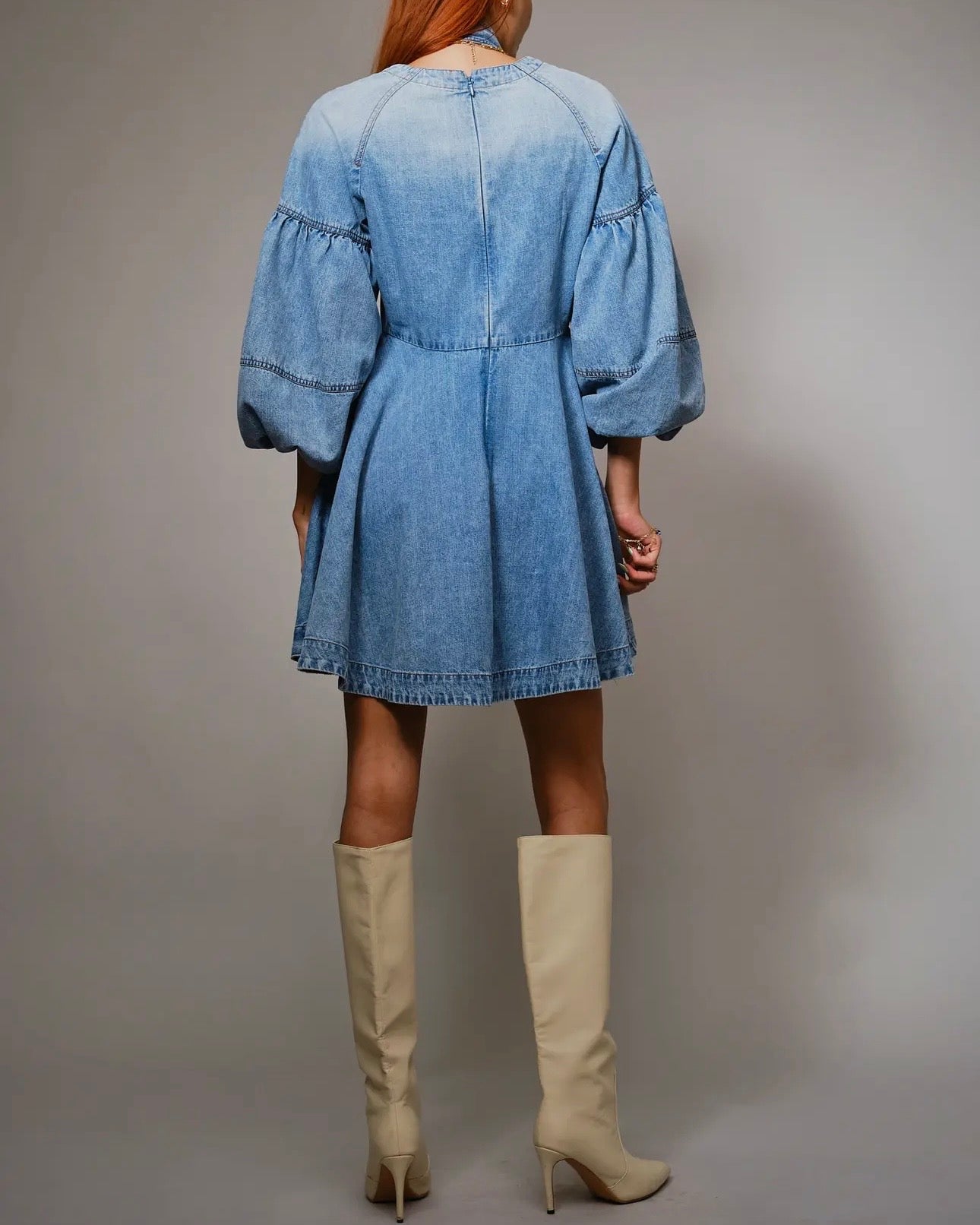 Cara Puff Sleeve Denim Dress