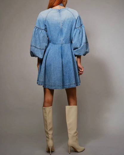 Cara Puff Sleeve Denim Dress