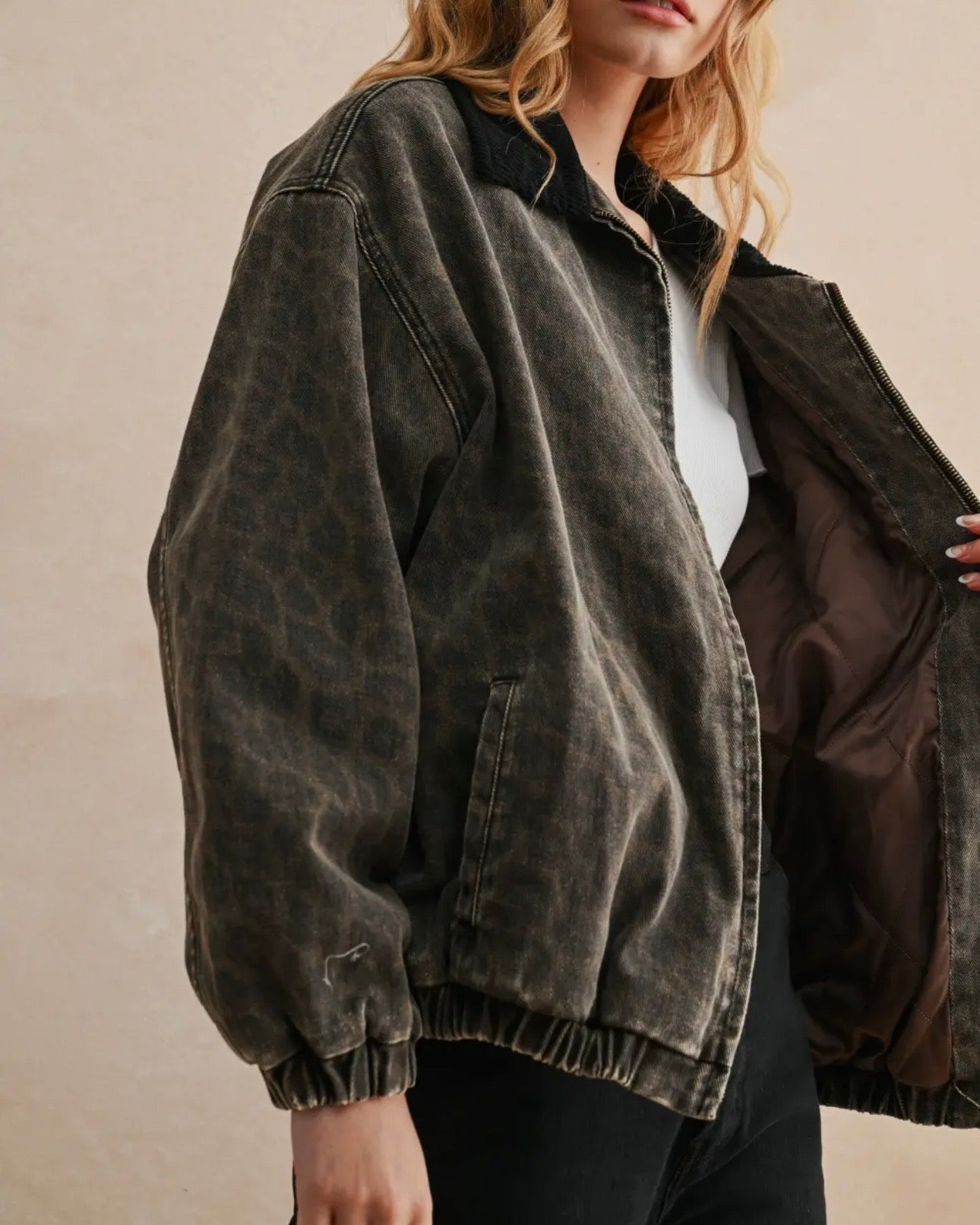 Ella Leopard Print Bomber Jacket