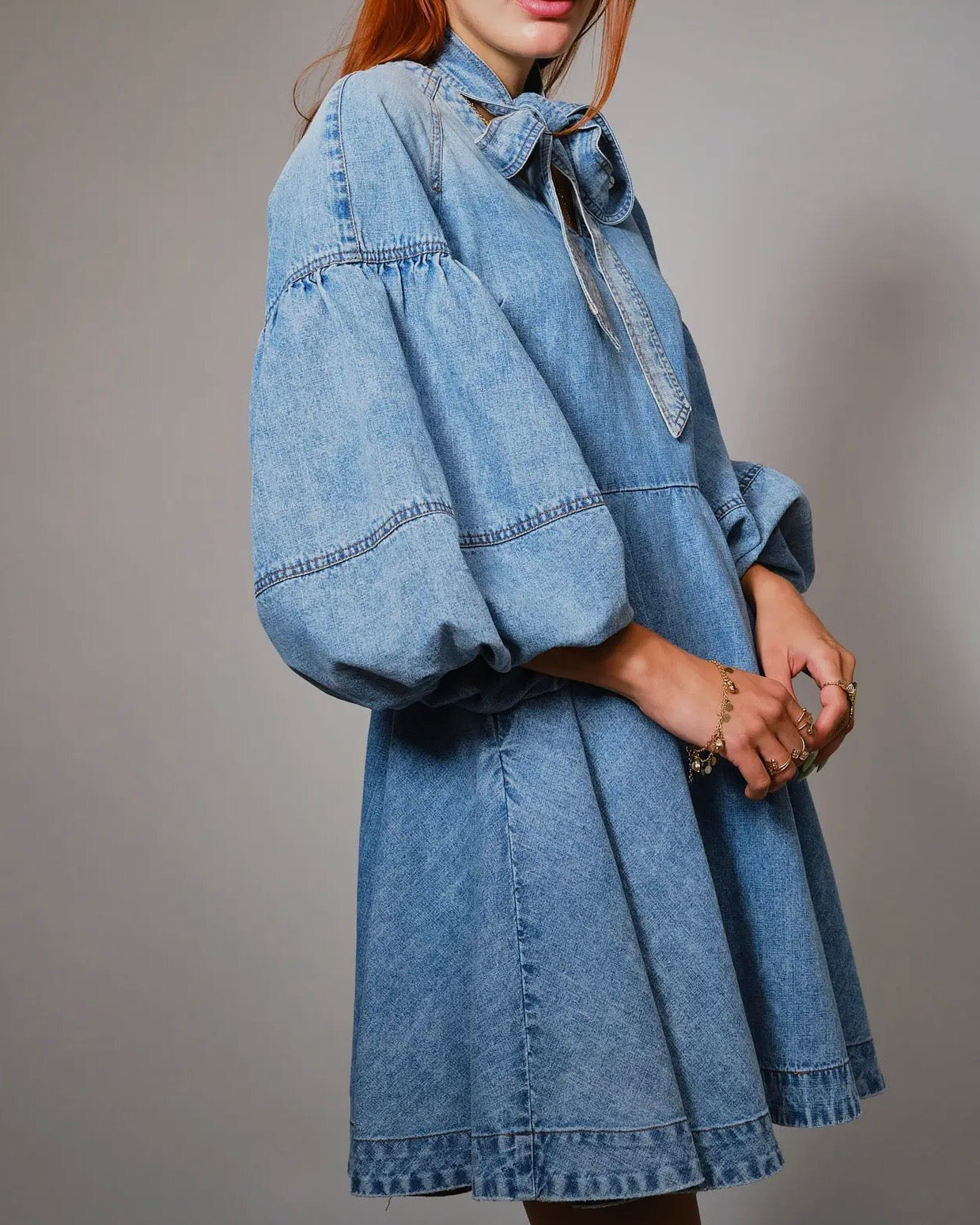 Cara Puff Sleeve Denim Dress