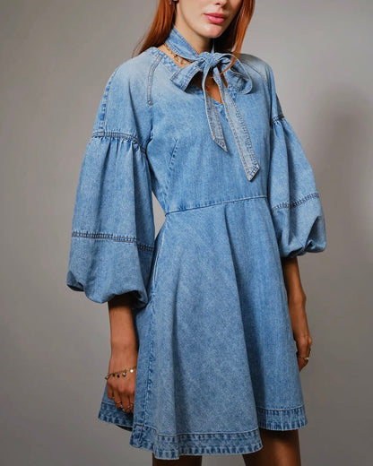 Cara Puff Sleeve Denim Dress