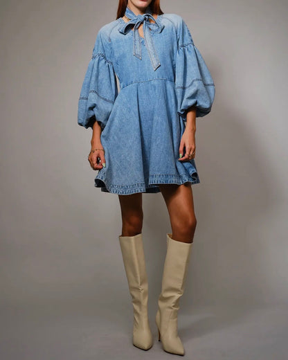 Cara Puff Sleeve Denim Dress