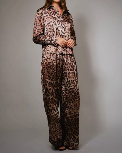 Leopard Satin Lounge Set