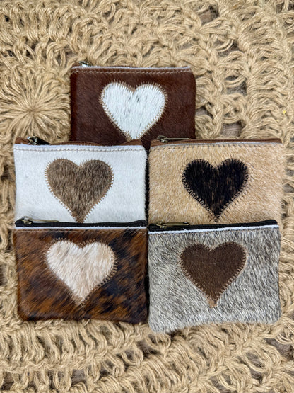 Heart Cowhide Coin Purse