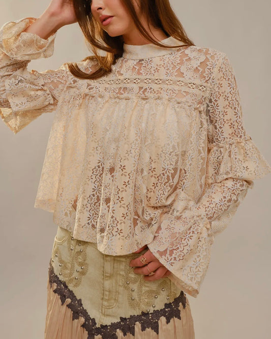 Ophelia High Neck Lace Top
