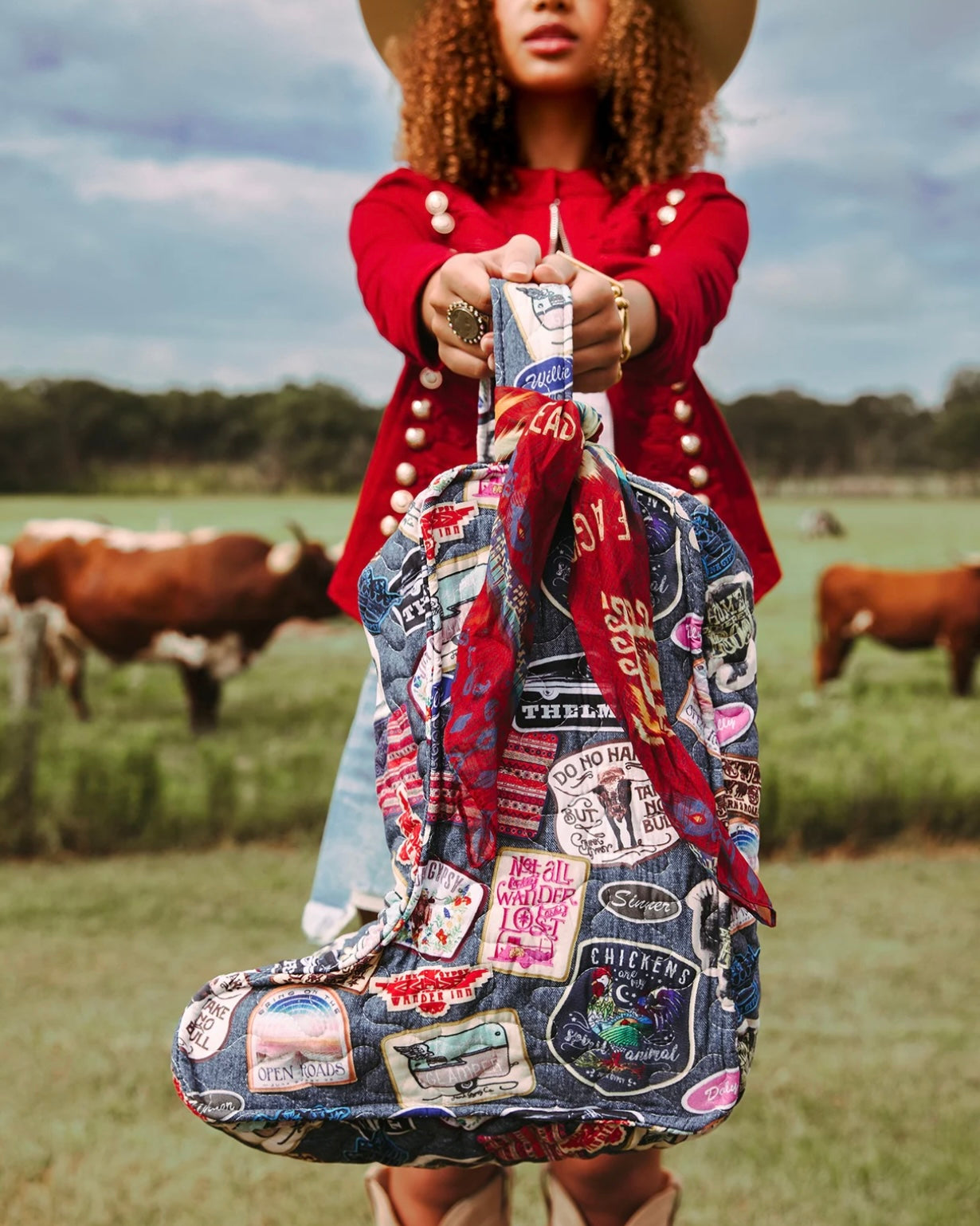 Denim Patches Boot Bag