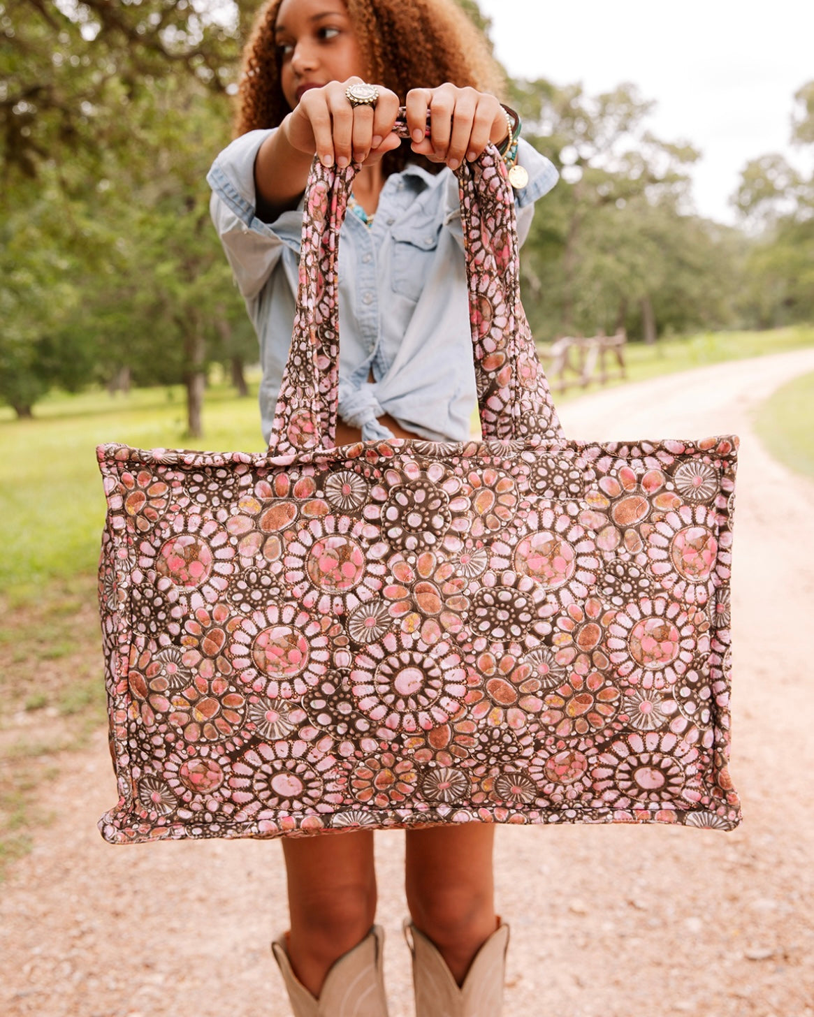 Pink Medallion Tote Bag