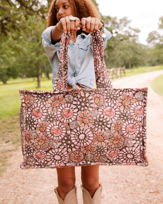 Pink Medallion Tote Bag