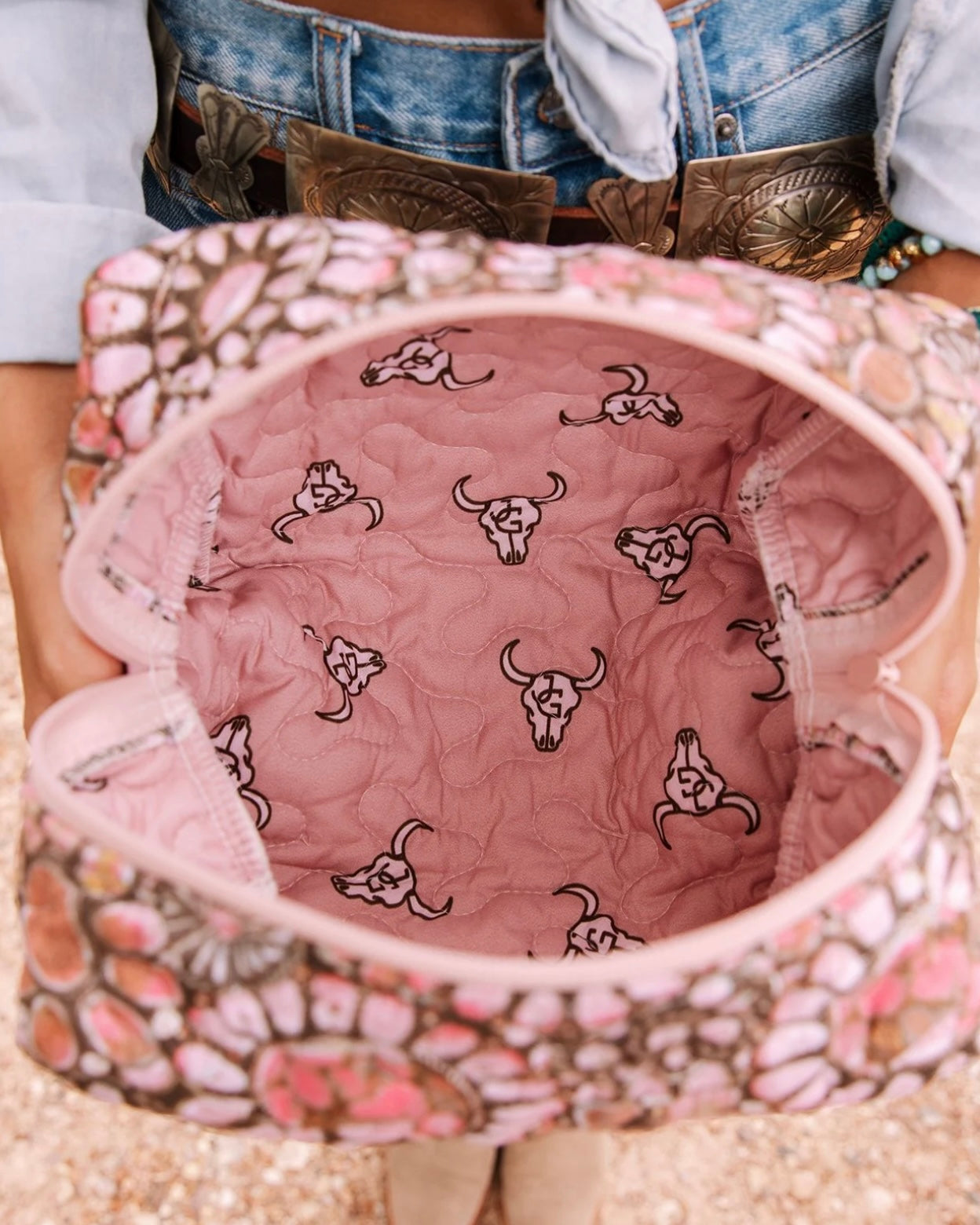 Pink Medallion Large Makeup Bag