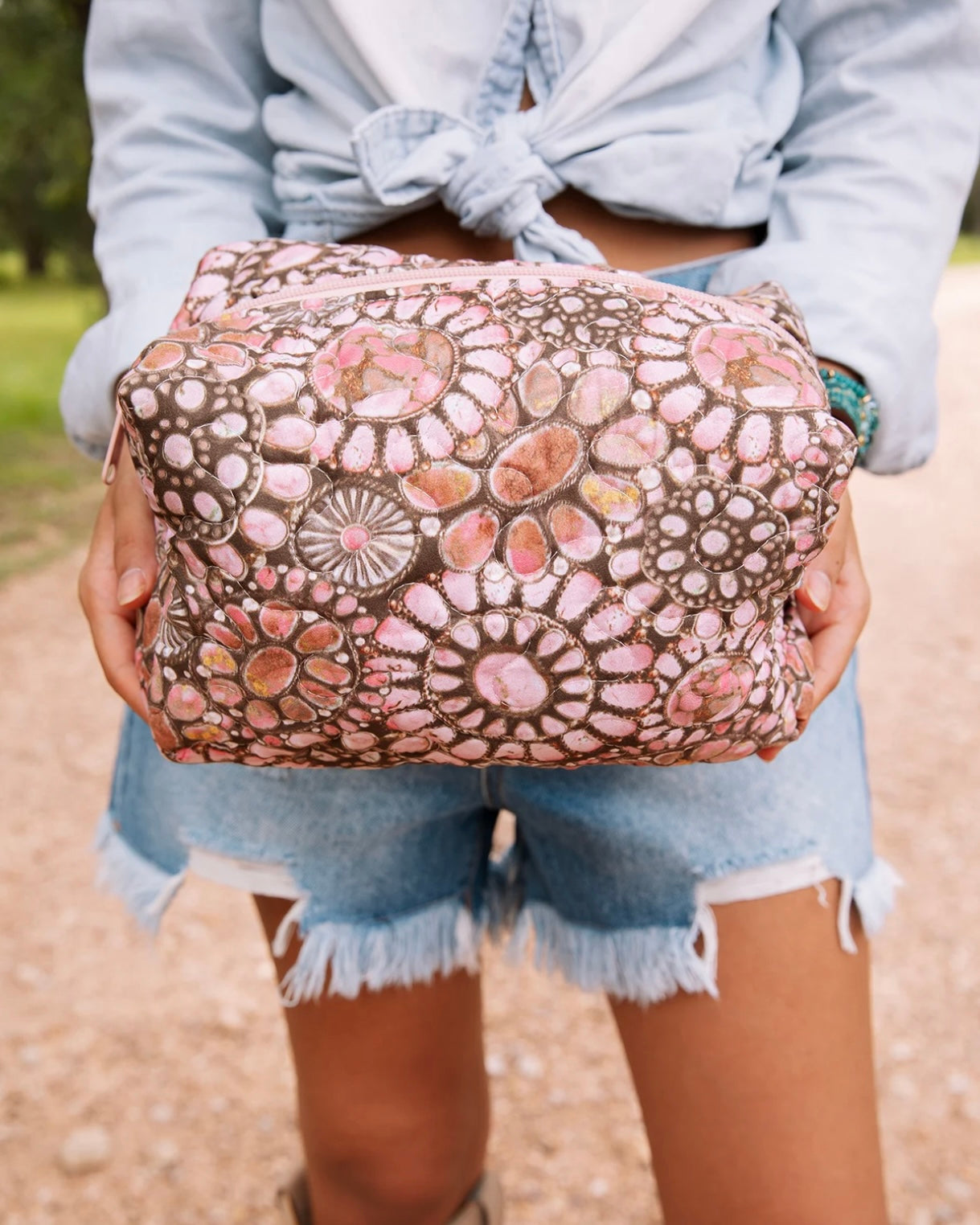 Pink Medallion Large Makeup Bag