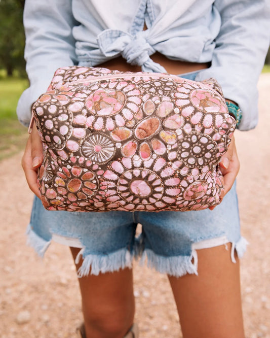 Pink Medallion Large Makeup Bag
