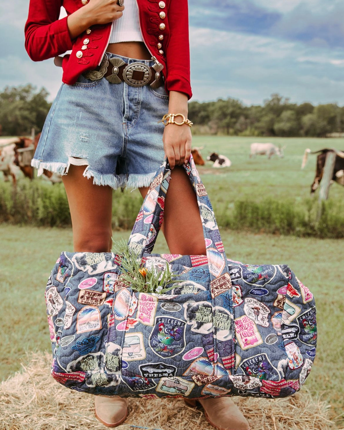 Denim Patches Duffle Bag