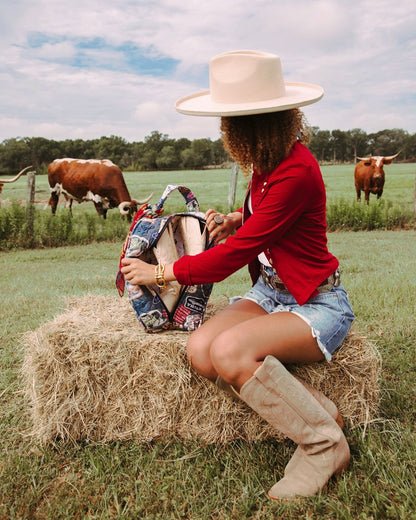 Denim Patches Boot Bag
