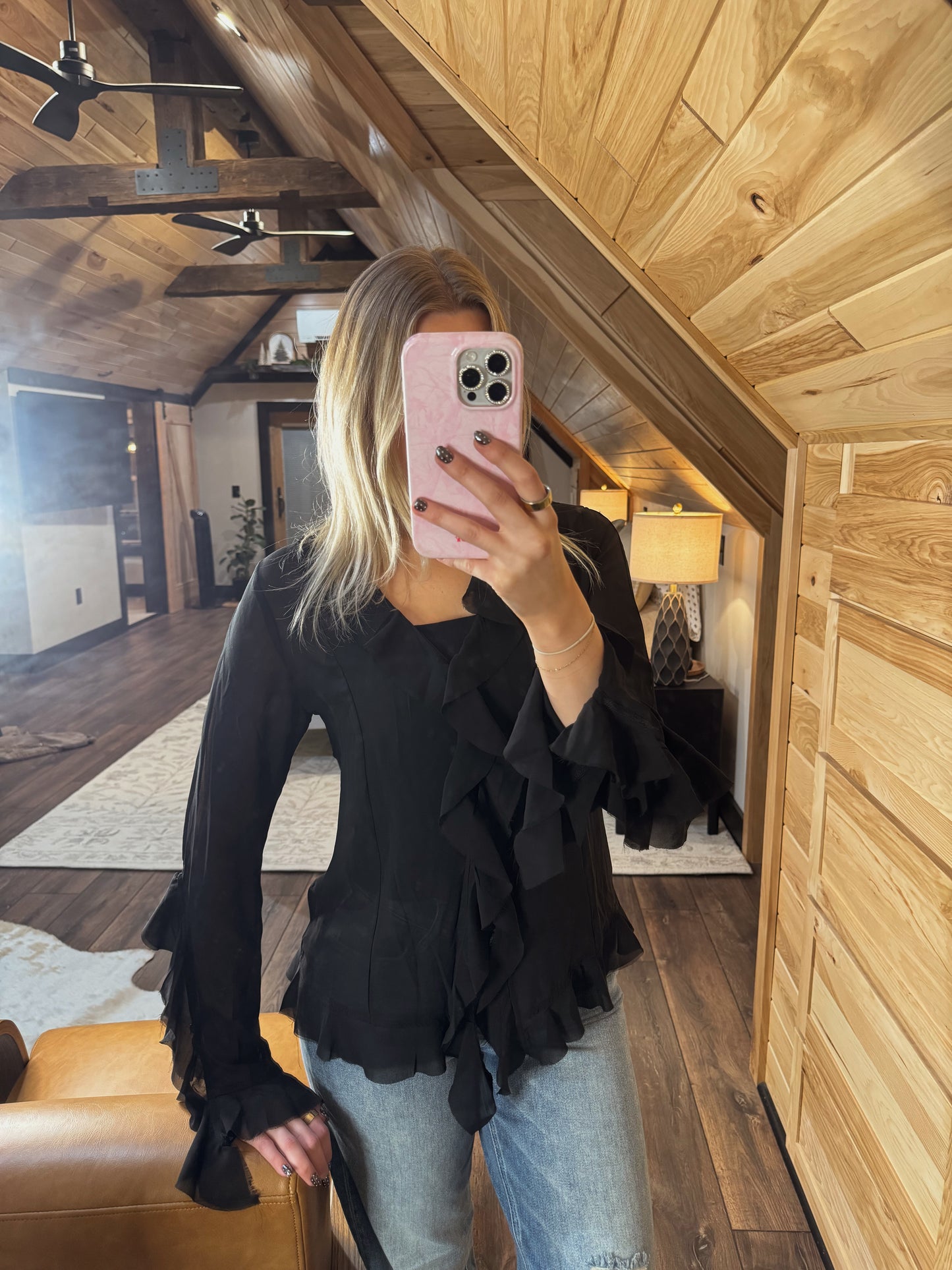 Montana Ruffle Sheer Blouse