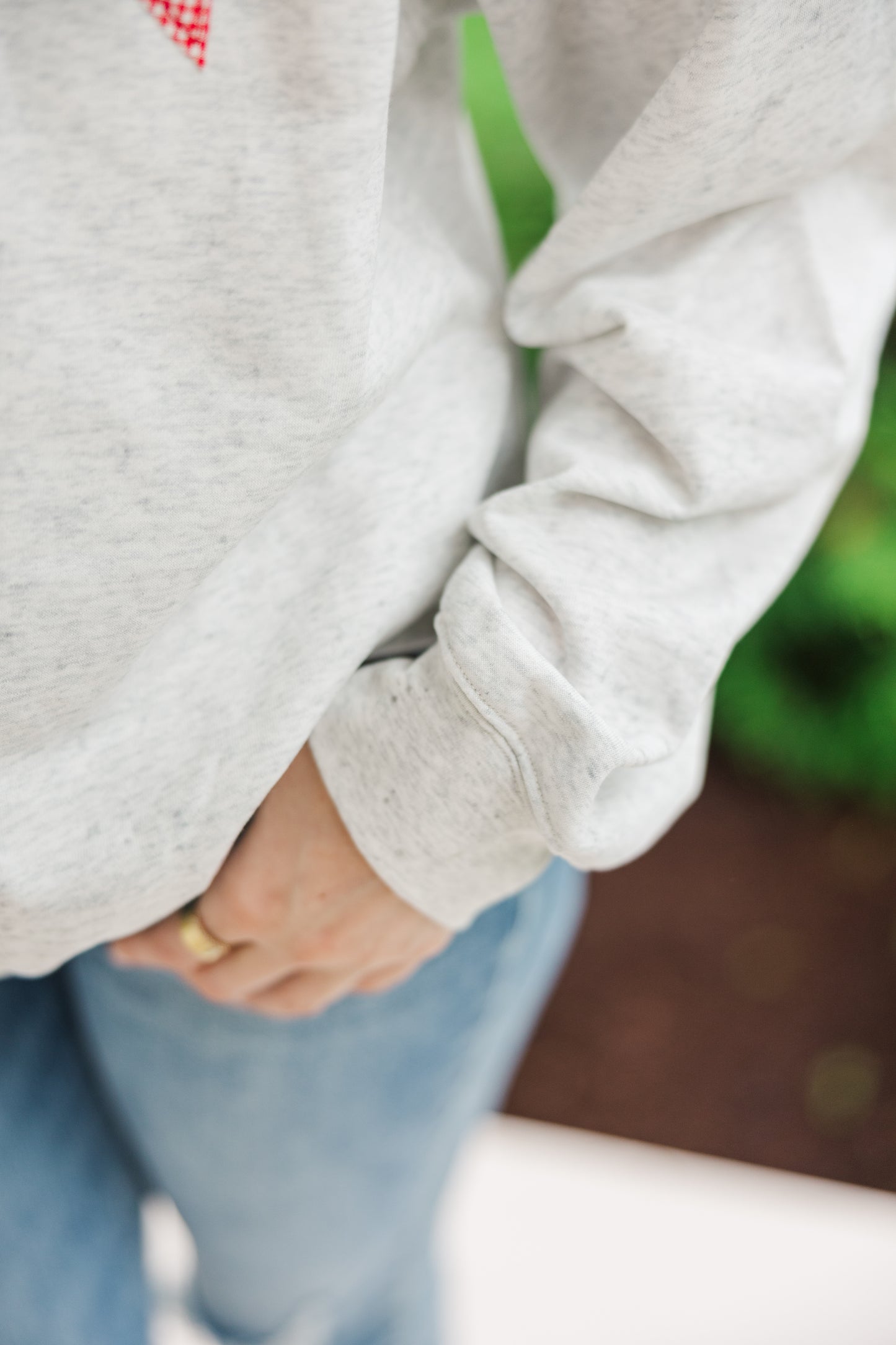 Ivory "USA" Patchwork Oversized Crewneck